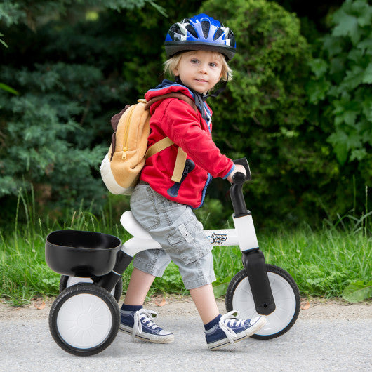 Toddler Convertible Trike with 86¡ã Limited Steering Angle and Carbon Steel Frame-White