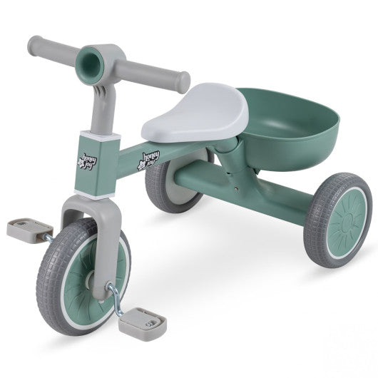 Toddler Convertible Trike with 86¡« Limited Steering Angle and Carbon Steel Frame-Green