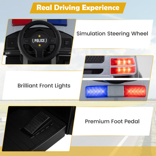 12V Toddler Fire Toy Car with Shovel and Wrench for Ages 37-95 Months-Black