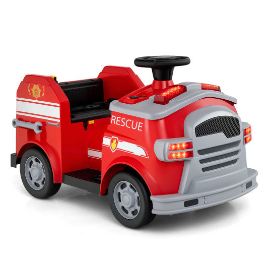 12V Toddler Fire Toy Car with Shovel and Wrench for Ages 37-95 Months-Red