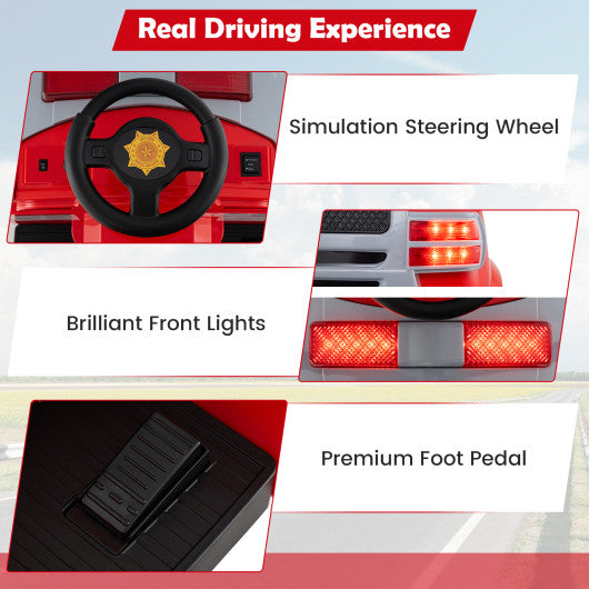 12V Toddler Fire Toy Car with Shovel and Wrench for Ages 37-95 Months-Red