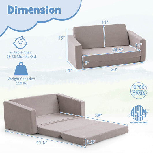 2-in-1 Children¡¯s Convertible Sofa to Lounger-L