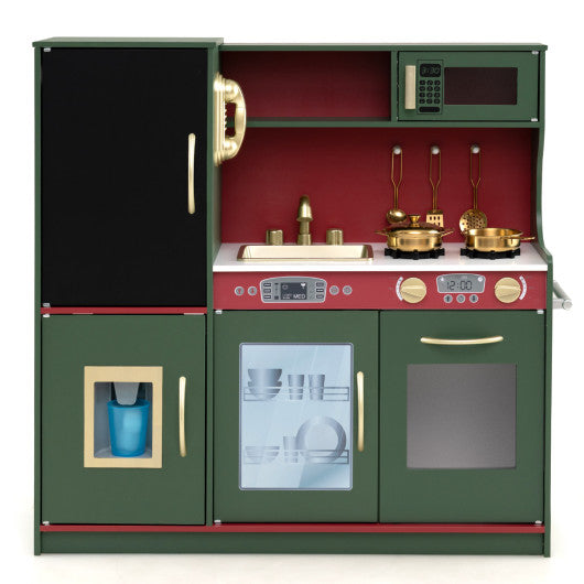 Toddler Pretend Play Kitchen for Boys and Girls 3-6 Years Old-Green & Red