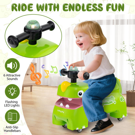 Toddler Ride on Toy Walking Sliding Car with Lights and Music-Green