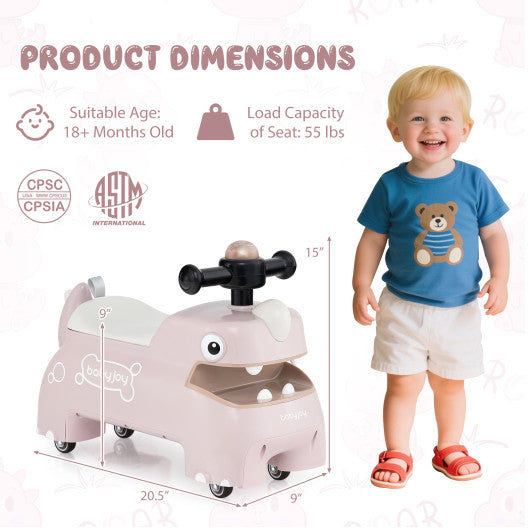 Toddler Ride on Toy Walking Sliding Car with Lights and Music-Pink