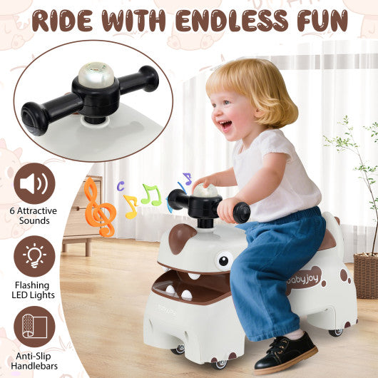 Toddler Ride on Toy Walking Sliding Car with Lights and Music-White