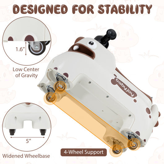 Toddler Ride on Toy Walking Sliding Car with Lights and Music-White