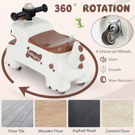 Toddler Ride on Toy Walking Sliding Car with Lights and Music-White