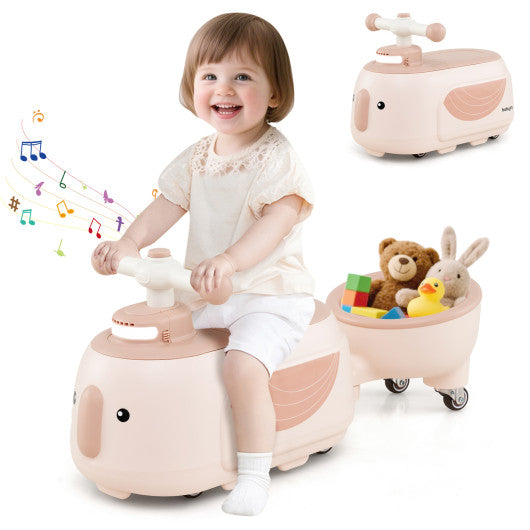 Toddler Ride on Toy with Trailer and Light Music-Beige