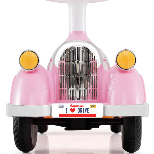 Toddler Ride on Toy Classic Sliding Car with Horn and LED Headlight-Pink