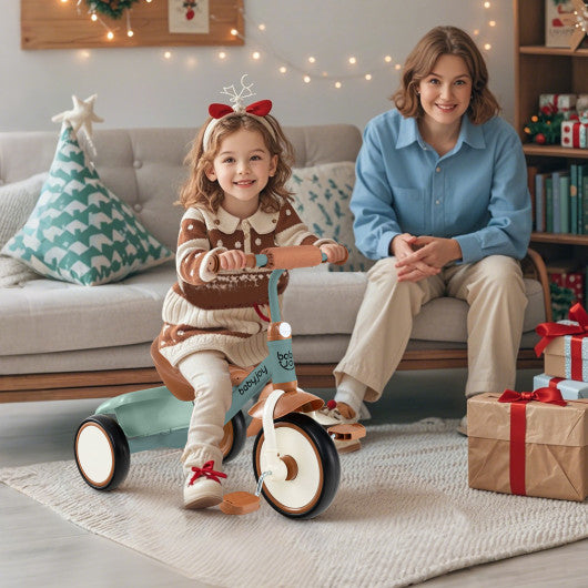 Toddler Tricycle Kids Trike with Adjustable Seat and Basket Aged 3-5 Years Old-Green