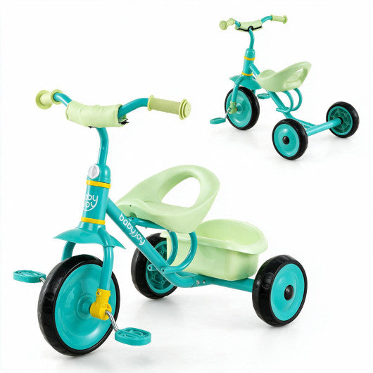 Toddler Tricycle for Boys and Girls 2-5 Years Old with Removable Rear Storage Basket-Green