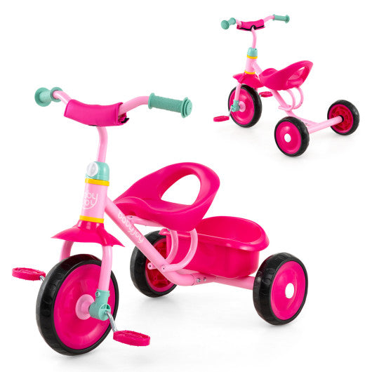 Toddler Tricycle for Boys and Girls 2-5 Years Old with Removable Rear Storage Basket-Pink