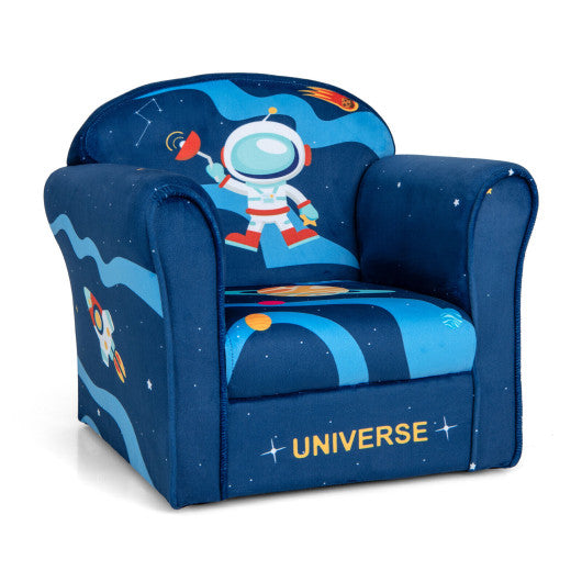 Toddler Upholstered Armchair with Solid Wooden Frame and High-density Sponge Filling-Multicolor