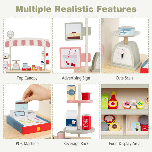 Toy Cart Play Set with POS Machine and Lovely Scale-Green