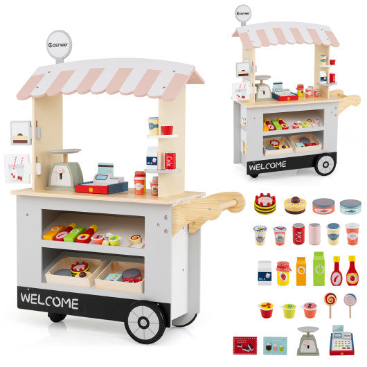 Toy Cart Play Set with POS Machine and Lovely Scale-Grey
