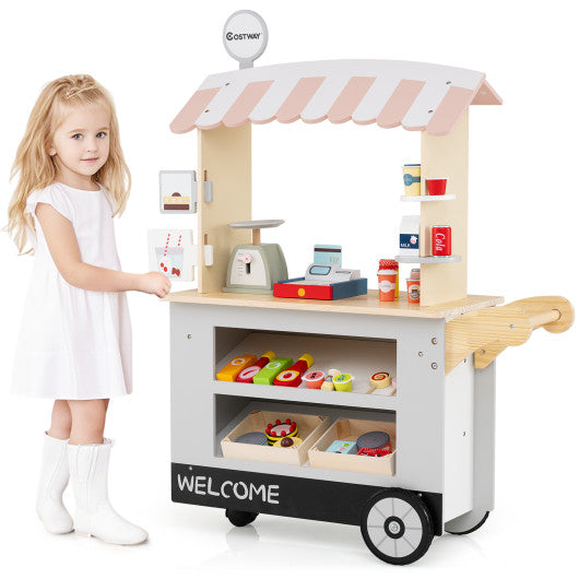 Toy Cart Play Set with POS Machine and Lovely Scale-Grey