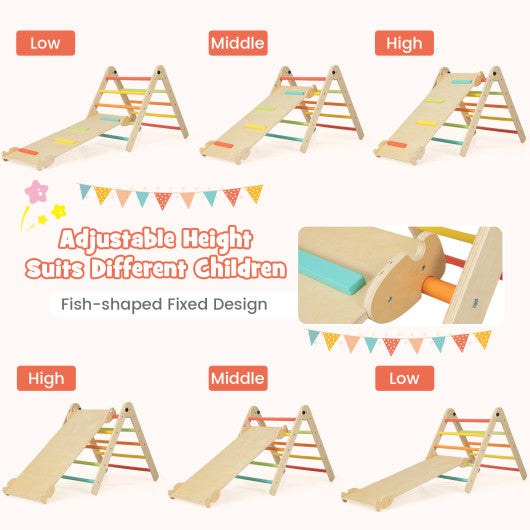 3-in-1 Climbing Set Foldable and Adjustable Kids Triangle Set-Multicolor