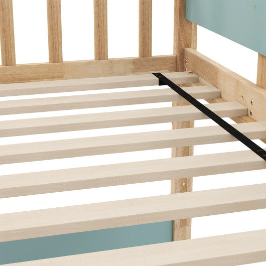 Twin Over Twin Bunk Bed with Ladder and Full-length Guardrails-Natural