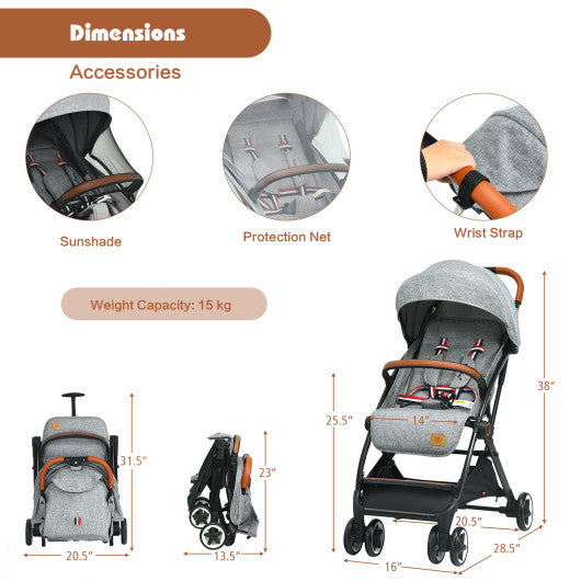 Ultra-Comfort Baby Stroller with Adjustable Recline Breathable Seat & Smooth Suspension