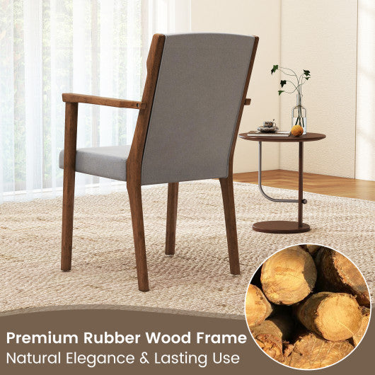Upholstered Wooden Accent Chairs Set of 2 with High Back and Soft Cushion-Gray