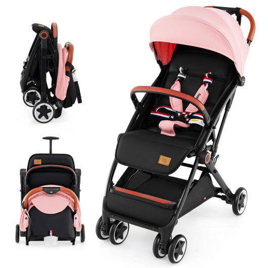 Versatile Travel Stroller with Safety Harness Smooth Suspension & Large Storage