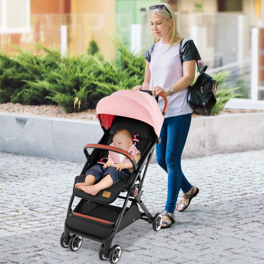 Versatile Travel Stroller with Safety Harness Smooth Suspension & Large Storage