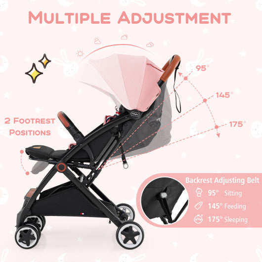 Versatile Travel Stroller with Safety Harness Smooth Suspension & Large Storage