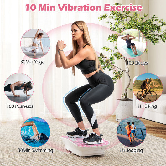 Vibration Plate Exercise Machine for Lymphatic Drainage and Weight Loss with 10 Speed Intensities-White