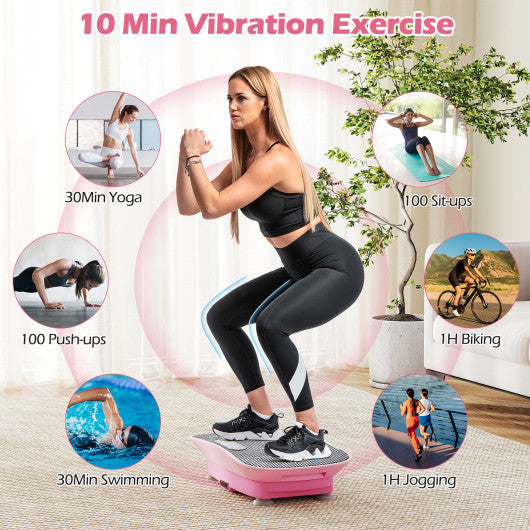 Vibration Plate Exercise Machine for Lymphatic Drainage and Weight Loss with 10 Speed Intensities-Pink
