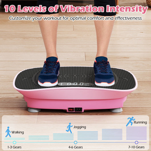 Vibration Plate Exercise Machine for Lymphatic Drainage and Weight Loss with 10 Speed Intensities-Pink