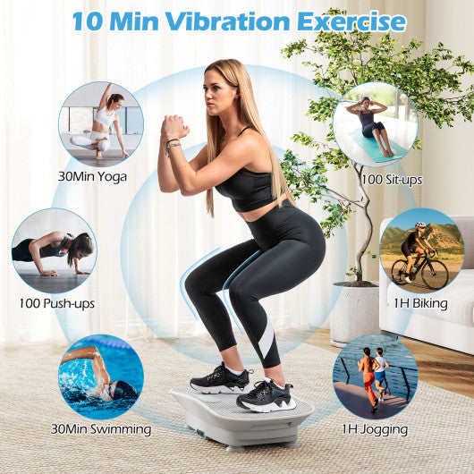 Vibration Plate Exercise Machine for Lymphatic Drainage and Weight Loss with 10 Speed Intensities-Gray