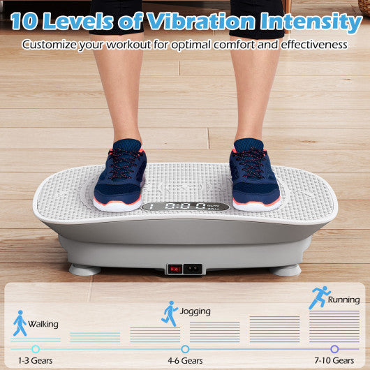 Vibration Plate Exercise Machine for Lymphatic Drainage and Weight Loss with 10 Speed Intensities-Gray