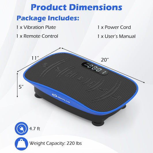 Vibration Plate Exercise Machine for Lymphatic Drainage and Weight Loss with 10 Speed Intensities-Navy