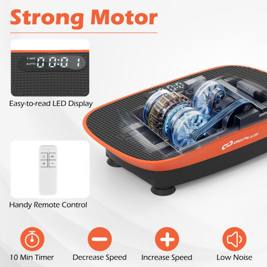 Vibration Plate Exercise Machine for Lymphatic Drainage and Weight Loss with 10 Speed Intensities-Orange