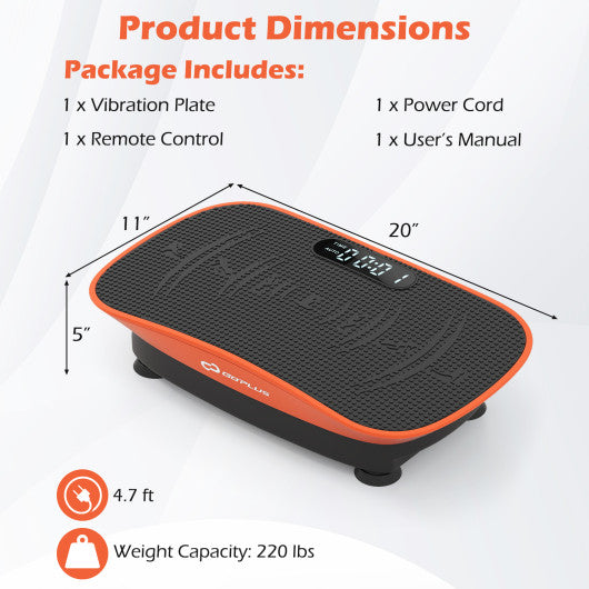 Vibration Plate Exercise Machine for Lymphatic Drainage and Weight Loss with 10 Speed Intensities-Orange