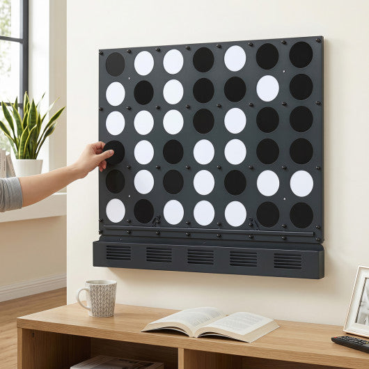Wall-mounted Metal Connect-4 Game with Acrylic Discs-Black