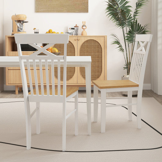 Wooden Kitchen Dining Chair Set of 2 with Rubber Wood Frame-Natural