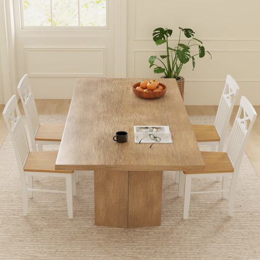 Wooden Kitchen Dining Chair Set of 2 with Rubber Wood Frame-Natural
