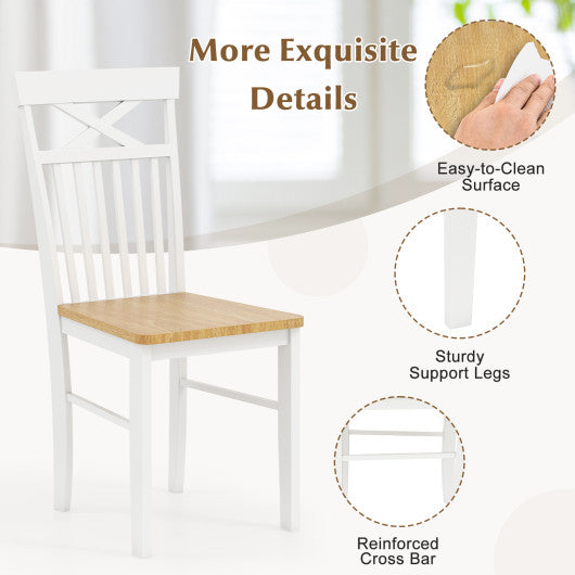 Wooden Kitchen Dining Chair Set of 2 with Rubber Wood Frame-Natural