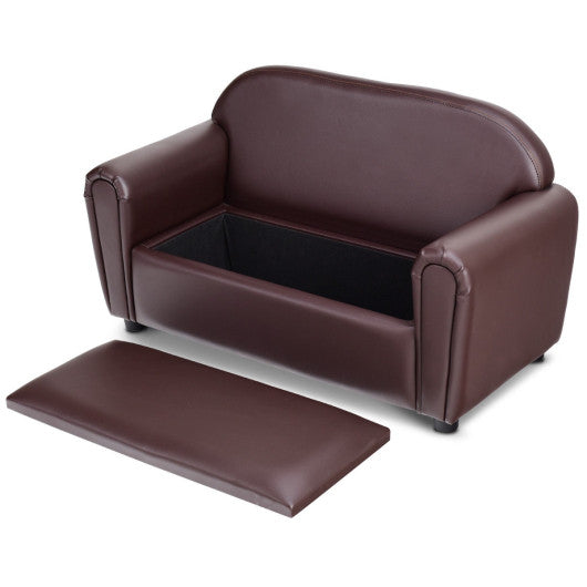 Kids Sofa Armrest Chair with Storage Function-Brown