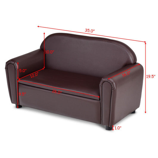 Kids Sofa Armrest Chair with Storage Function-Brown