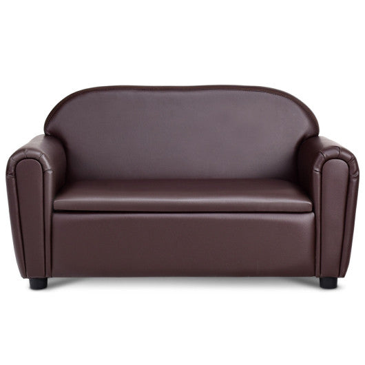 Kids Sofa Armrest Chair with Storage Function-Brown
