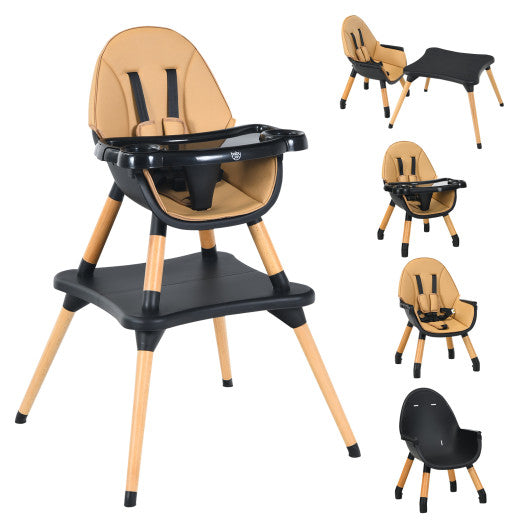 6 in 1 High Chair for Babies and Toddlers Ages 6-36 Months-Coffee