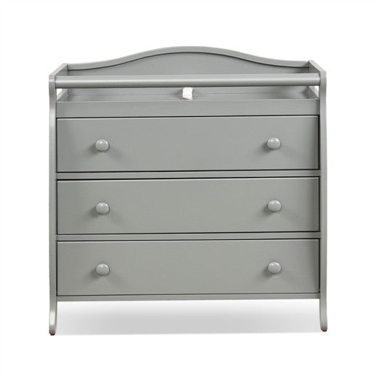 Baby Changing Table Infant Diaper with 3 Drawers and Safety Belt-Gray