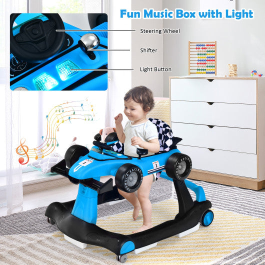 4-in-1 Foldable Activity Push Walker with Adjustable Height-Blue