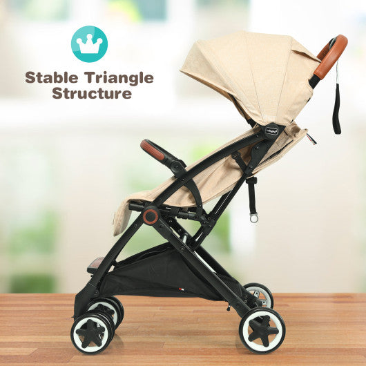 Lightweight Aluminium Frame Baby Stroller with Net-Beige