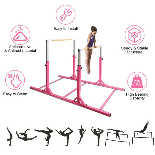 Kids Adjustable Width & Height Gymnastics Parallel Bars