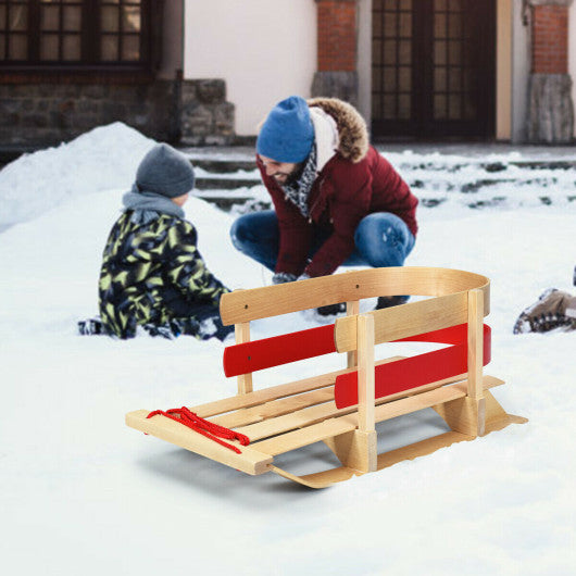 Outdoor Play Baby Kids Wooden Sled with Solid Wood Seat
