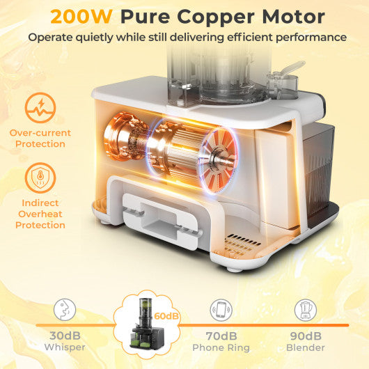 Cold Press Juicer with 5.3 Inches Feed Chute High Juice Yield and Reverse Function